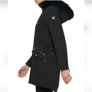 Guess Anorak Corset Waist Faux Fur Trim Coat Designer Luxury Celebrity #84